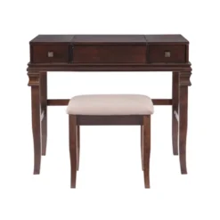 Home Angela Vanity Set Walnut - Linon -Furniture Series Store GUEST b269202f b648 4f17 9945 46848c161147