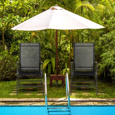 Costway 4PCS Patio Folding Dining Chair Recliner Adjustable Black 3 Costway 4PCS Patio Folding Dining Chair Recliner Adjustable Black - Image 3