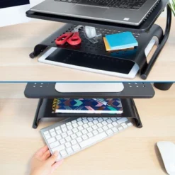 Mount-It! 2 Tier Desk Organizer Riser | Computer Monitor Stand With Keyboard Storage Shelf For Desktops, Laptops, Printers, Home Office Space Saver -Furniture Series Store GUEST b29c58ac 0f96 43bd 9f94 9837b95e9bd2