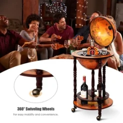 Costway 17.5'' Wood Globe Wine Bar Stand 16th Century Italian Rack Liquor Bottle Shelf 12 Costway 17.5'' Wood Globe Wine Bar Stand 16th Century Italian Rack Liquor Bottle Shelf -Furniture Series Store GUEST b2f31ea8 85f9 49f4 9e77 80a90476fb14