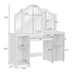 Costway Vanity Table Set Makeup Dressing Kids Girls Study Table Tri Folding Mirror -Furniture Series Store GUEST b4990e02 ccb0 43ca aa07 e34fbca0020d
