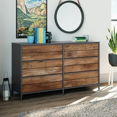 Boulevard 6 Drawer Horizontal Dresser With Metal Frame Black - Sauder 1 Boulevard 6 Drawer Horizontal Dresser With Metal Frame Black - Sauder