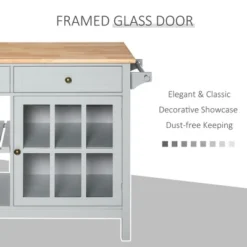 HOMCOM Kitchen Island Utility Storage Trolley Cart With Rubber Wood Top, Towel Rack, 2 Cabinets & Drawers For Dining Room -Furniture Series Store GUEST b4ef1159 ec50 4a02 a8e5 fd12e59bfbff