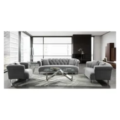 Elegance Contemporary Sofa Velvet Gray - Armen Living -Furniture Series Store GUEST b4ff95e7 7dd5 4375 8152 4506140d3671