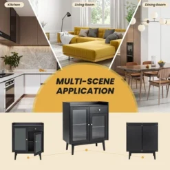 Costway Kitchen Buffet Server Sideboard Accent Cabinet With2 Tempered Glass Doors & Drawer 15 Costway Kitchen Buffet Server Sideboard Accent Cabinet With2 Tempered Glass Doors & Drawer -Furniture Series Store GUEST b50e3183 14a0 4b20 8279 228dab96fc36