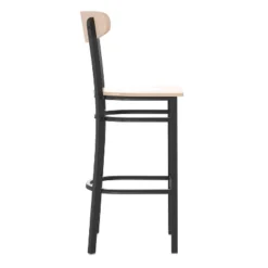 Emma And Oliver Industrial Barstool With Rolled Steel Frame And Solid Wood Seat - 500 Lbs. Static Weight Capacity -Furniture Series Store GUEST b5c7b46b 5ebd 4f5d ab35 12dd41b51daa