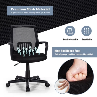 Costway Height Adjustable Mid-Back Mesh Chair Executive Chair W/ Lumbar Support 8 Costway Height Adjustable Mid-Back Mesh Chair Executive Chair W/ Lumbar Support - Image 8