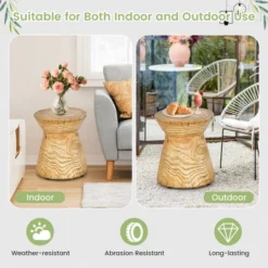 Costway 17'' Concrete Accent Side Table Hourglass Wood-like End Table Plant Stand Stool -Furniture Series Store GUEST b6480c49 39ff 400a 8e96 0d7cb6e33317