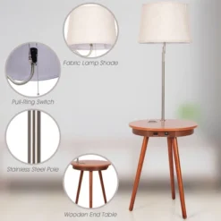 Costway End Table Lamp Bedside Nightstand Lighting With Wireless Charger NaturalCoffee -Furniture Series Store GUEST b6c78bc3 9d22 4301 bd1d 8923caa94586