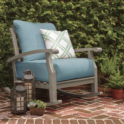 Caterina Teak Patio Rocking Chair With Cushion - Cambridge Casual 8 Caterina Teak Patio Rocking Chair With Cushion - Cambridge Casual - Image 8