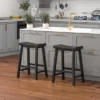 Costway Set Of 2 Saddle Bar Stools Counter Height Dining Chairs With Wooden Legs Black/Grey
