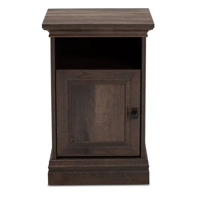 Nolan 1 Door Wood Nightstand Brown/Black - Baxton Studio 2 Nolan 1 Door Wood Nightstand Brown/Black - Baxton Studio - Image 2