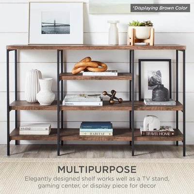 Best Choice Products 55in Industrial 4-Tier Console Table W/ Tall Shelves, Metal Frame 3 Best Choice Products 55in Industrial 4-Tier Console Table W/ Tall Shelves, Metal Frame - Image 3