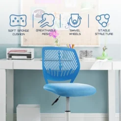 Costway Office Task Desk Armless Chair Adjustable Mid Back Swivel Study Chair RoseBlueTurquoisePurple -Furniture Series Store GUEST b9228b4f 655f 4717 b638 a1ff768285bc