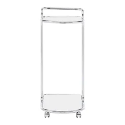 Bedford Chrome Finish Round Edge Bar Cart Silver - Inspire Q -Furniture Series Store GUEST b9b042b9 f9ad 428e 81fe 1d349b35d320