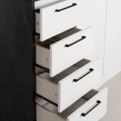 Myro Kitchen Island Faux Black Stone/White - South Shore -Furniture Series Store GUEST ba5f0381 edcb 42a5 bdfd 6f7443788eb9