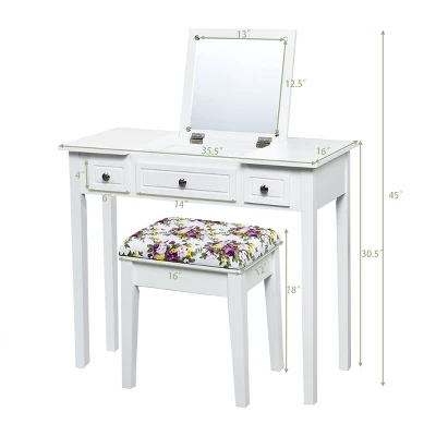 Costway Vanity Dressing Table Flip Top 7 Compartments Makeup Desk 1 Costway Vanity Dressing Table Flip Top 7 Compartments Makeup Desk