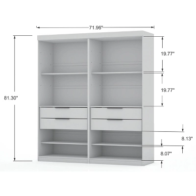 Set Of 2 Mulberry 2.0 Wardrobe Closet White - Manhattan Comfort 2 Set Of 2 Mulberry 2.0 Wardrobe Closet White - Manhattan Comfort - Image 2