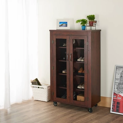 Mayab Industrial 5 Shelves Mobile Cabinet Vintage Walnut - HOMES: Inside + Out 1 Mayab Industrial 5 Shelves Mobile Cabinet Vintage Walnut - HOMES: Inside + Out