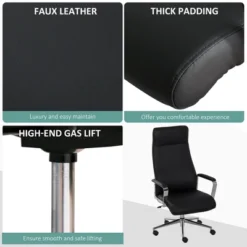 Vinsetto High Back Executive Office Chair Faux Leather Swivel Computer Desk Chair With Padded Arm, Adjustable Height, Wheels Black -Furniture Series Store GUEST bbe5e7f3 cf34 4e75 be75 ad6201d8fe5b