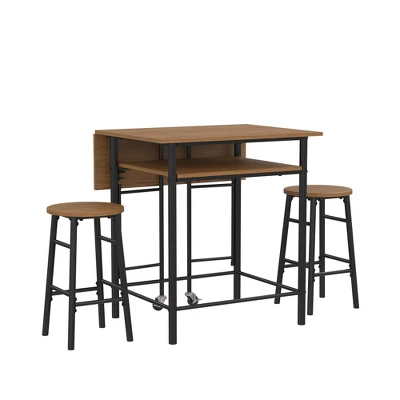 RealRooms Jace Kitchen 3 Piece Pub Set With Drop Leaf And 2 Counter Height Stools 4 RealRooms Jace Kitchen 3 Piece Pub Set With Drop Leaf And 2 Counter Height Stools - Image 4
