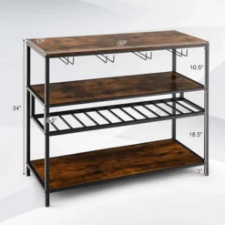 Costway Rustic Wine Rack Table 13 Bottles Wine Bar Cabinet Freestanding With Glass Holder -Furniture Series Store GUEST bd1f3129 8fb6 4af7 a252 580e04e1767e