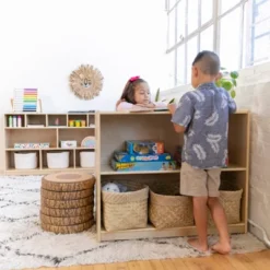 ECR4Kids Double-Sided Mobile Book Display With Storage, Classroom Bookshelf, Natural -Furniture Series Store GUEST bd3a6d74 3770 4f8c 8568 09db004052a1