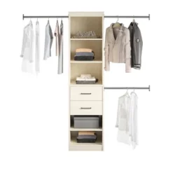 Kelly 5 Shelf 2 Drawer Closet Organizer With 3 Adjustable Hanging Rods Ivory Oak - Novogratz -Furniture Series Store GUEST bd969d64 5309 4b81 8453 40f9b6467833