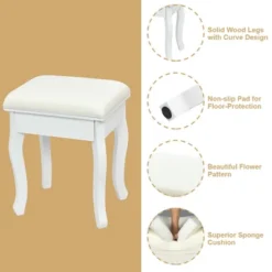 Costway Vanity Makeup Dressing Table Stool 4 Jewelry Wood Desk White -Furniture Series Store GUEST bdf5537b 0631 43bf 9711 f719c7afd6ec