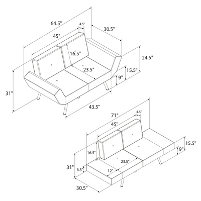 RealRooms Euro Upholstered Tufted Loveseat Futon With Storage Pockets 4 RealRooms Euro Upholstered Tufted Loveseat Futon With Storage Pockets - Image 4
