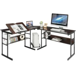 Costway L-Shaped Computer Desk Drafting Table Workstation W/ Tiltable Tabletop -Furniture Series Store GUEST bf2c35fb b498 4361 aab8 e6a8e301be30