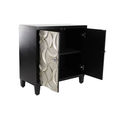 Modern Crescent Moon Pattern Wood Rectangle Cabinet Black - Olivia & May 9 Modern Crescent Moon Pattern Wood Rectangle Cabinet Black - Olivia & May - Image 9