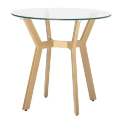 24" Architect Round End Table Gold/Clear Glass - Studio Designs Home -Furniture Series Store GUEST c0316529 6ef4 4f78 91be 33b61c2aebf2