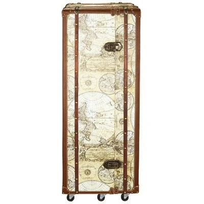 Design Toscano Italian-Style World Map Cocktail Bar Steamer Trunk 4 Design Toscano Italian-Style World Map Cocktail Bar Steamer Trunk - Image 4