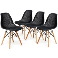 Costway Set Of 4 Plastic Hollow Out Chair Mid Century Modern Wood-Leg Seat 20 Costway Set Of 4 Plastic Hollow Out Chair Mid Century Modern Wood-Leg Seat -Furniture Series Store GUEST c1bf8de8 cdc3 4e6f 8438 3932545bae74