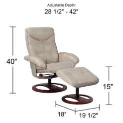 BenchMaster Newport Taupe Faux Leather Recliner Chair Modern Armchair Ottoman Footrest Ergonomic Manual Reclining Swivel For Bedroom Living Room Home -Furniture Series Store GUEST c2047284 d8d6 4144 b337 bf2103d4d719