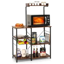 Costway 4-Tier Vintage Kitchen Baker's Rack Utility Microwave Stand W/ Basket & 5 Hooks 25 Costway 4-Tier Vintage Kitchen Baker's Rack Utility Microwave Stand W/ Basket & 5 Hooks -Furniture Series Store GUEST c22f3dd9 3743 4b31 b5ff 30a9ffbae158