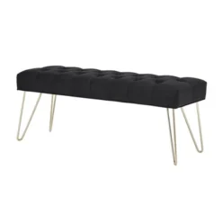 Hewett Velvet Tufted Metal Bench - Inspire Q -Furniture Series Store GUEST c25ff1b5 9462 41a1 a934 81bfd8a0c0d7