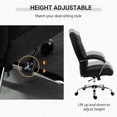 Vinsetto High Back Swivel Home Office Chair Task Ergonomic Linen Fabric Computer Chair With Arm Adjustable Height 2 Vinsetto High Back Swivel Home Office Chair Task Ergonomic Linen Fabric Computer Chair With Arm Adjustable Height - Image 2