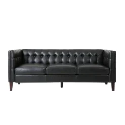 Pondway Contemporary Faux Leather Tufted 3 Seater Sofa - Christopher Knight Home -Furniture Series Store GUEST c3f81b65 db38 4109 a2b5 4ef5d42d4161