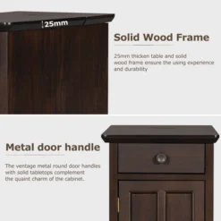 Classic Vintage End Table With USB Ports And A Multipurpose Drawer With Cup Holders - ModernLuxe -Furniture Series Store GUEST c452bd29 a14d 48a7 8684 1b6eed64e9ea