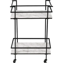 Honey-Can-Do 2 Tier Bar Cart Faux Marble -Furniture Series Store GUEST c5589ae1 9c5b 4fb3 b287 1404a7e46dd2