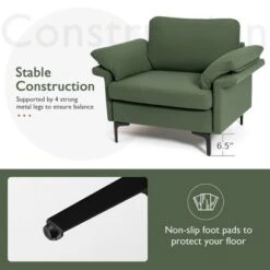 Costway Set Of 2 Upholstered Single Sofa Fabric Accent Armchair Metal Legs -Furniture Series Store GUEST c5eb4462 ab06 49e8 895c bbaf73bfe5a5