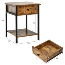 Costway 2PCS Industrial End Side Table Nightstand With Drawer Shelf Rustic Brown 12 Costway 2PCS Industrial End Side Table Nightstand With Drawer Shelf Rustic Brown -Furniture Series Store GUEST c5efe4d5 9214 4ceb b523 fc60677c7f9b