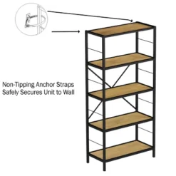 Hastings Home 5-Tier Open Style Bookshelf, Oak -Furniture Series Store GUEST c61328e0 7c98 401c 8178 91af17e56b3f