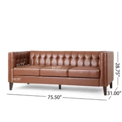 Pondway Contemporary Faux Leather Tufted 3 Seater Sofa - Christopher Knight Home -Furniture Series Store GUEST c7cd0597 fa95 4238 9530 54287a74fad1