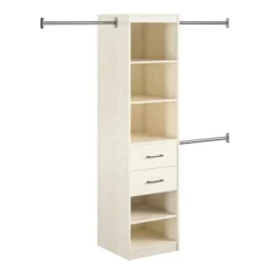 Kelly 5 Shelf 2 Drawer Closet Organizer With 3 Adjustable Hanging Rods Ivory Oak - Novogratz -Furniture Series Store GUEST c7dbb06c 46b0 4f09 bbae bb1242499e12