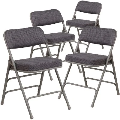 Emma And Oliver 4 Pack Premium Curved Triple Braced & Hinged Fabric Upholstered Metal Folding Chair 11 Emma And Oliver 4 Pack Premium Curved Triple Braced & Hinged Fabric Upholstered Metal Folding Chair - Image 11