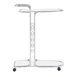 Bedford Chrome Finish Round Edge Bar Cart Silver - Inspire Q -Furniture Series Store GUEST c8189cf7 3b72 458c a24f 77bee875f700