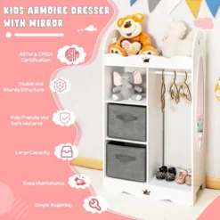 Costway Kids Dress Up Storage Hanging Armoire Dresser Costume Closet W/Mirror & Toy Bins -Furniture Series Store GUEST c8847924 ed15 4008 ad91 8fe1a01212ab